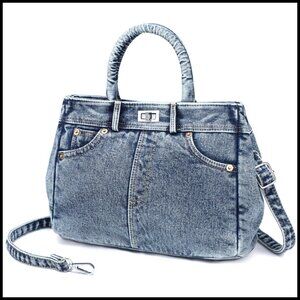 Denim Satchel Handbag - Blue Denim Women's Satchel